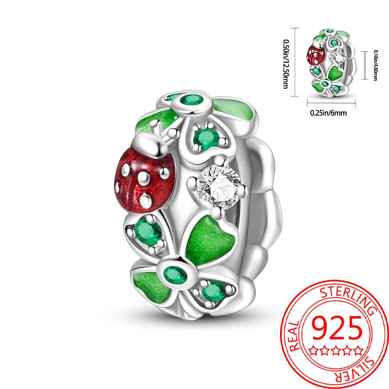 925 Sterling Silver Charm Green Monstera Leaves Charm Fit Bracelet Original Charm Bead for Women Jewelry DIY Making Fine Gift
