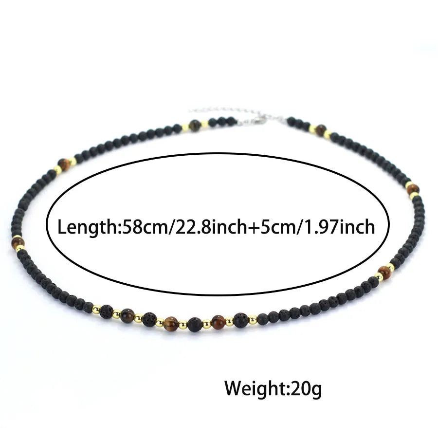 Stylish Natural Stone Necklace For Men Handmade 23 Inches Long Collar Unfading Hematite Stone Healing Neck Accessories Hombre