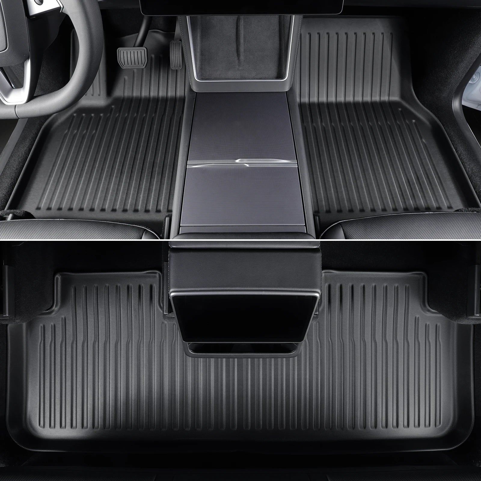 LUCKEASY for Tesla Model Y 5seats Launch 2025 2026 Juniper LHD Car Floor Mats TPE Foot Mat With Door Sill Protective Cover Black - Madeinsea©