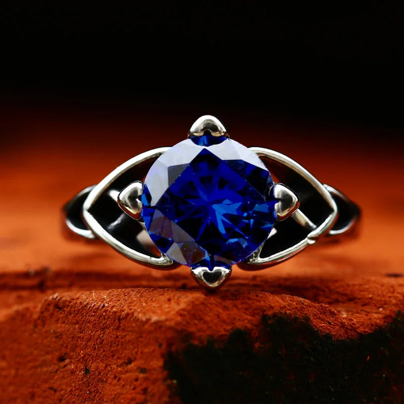 BEIER 2024 Nouvelle Arrivée 316L Acier Inoxydable Viking Valknut Celtic Knot Ring Pour Fille Pierre Précieuse Bague Pour Femme