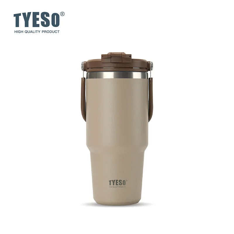 Tyeso 600ML Water Bottle Stainless Steel Vacuum Coffee Thermos with Handle Portable Vacuum Mug Thermos Insulated Car Cup Milk