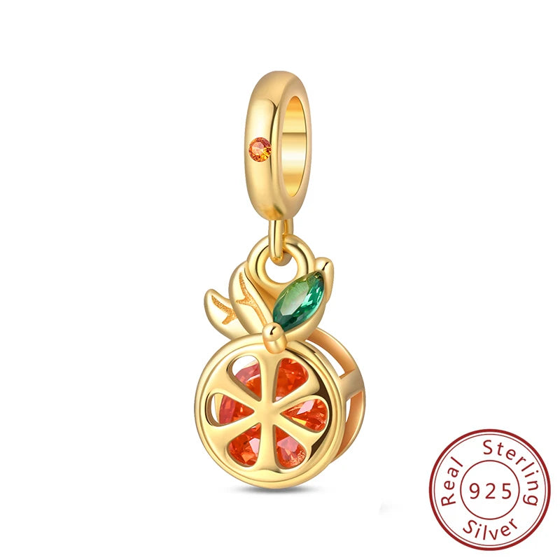 Original Charms Beads 925 Sterling Silver Cherry Strawberry Avocado Watermelon Fruits Charms Pendants For Woman Jewelry Making