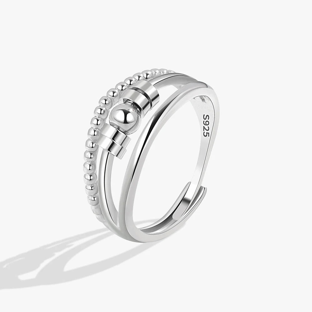 Anti Stress Anxiety Silver Ball Rings 925 Women Men Spinner Fidget Rings Vintage Gold Couple Anillos Jewelry Free Shipping Gift