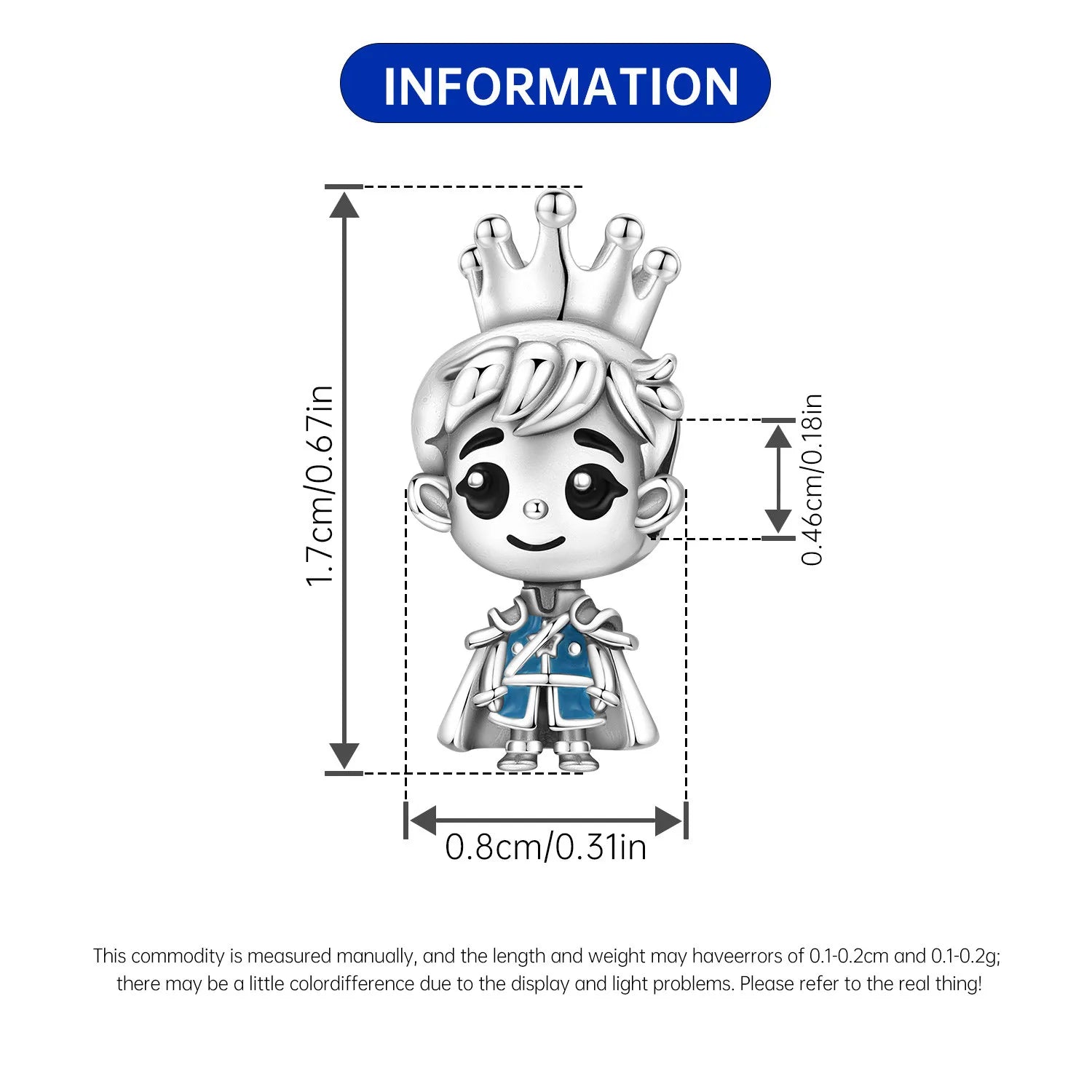 PANPOKI 925 Sterling Silver Prince Cartoon Character Beads Original Pendants Bracelet Charm Jewelry Party DIY Trendy Gifts