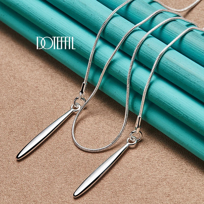 DOTEFFIL 925 Sterling Silver Double Leaf Snake Chain Necklace For Women Wedding Engagement Party Jewelry