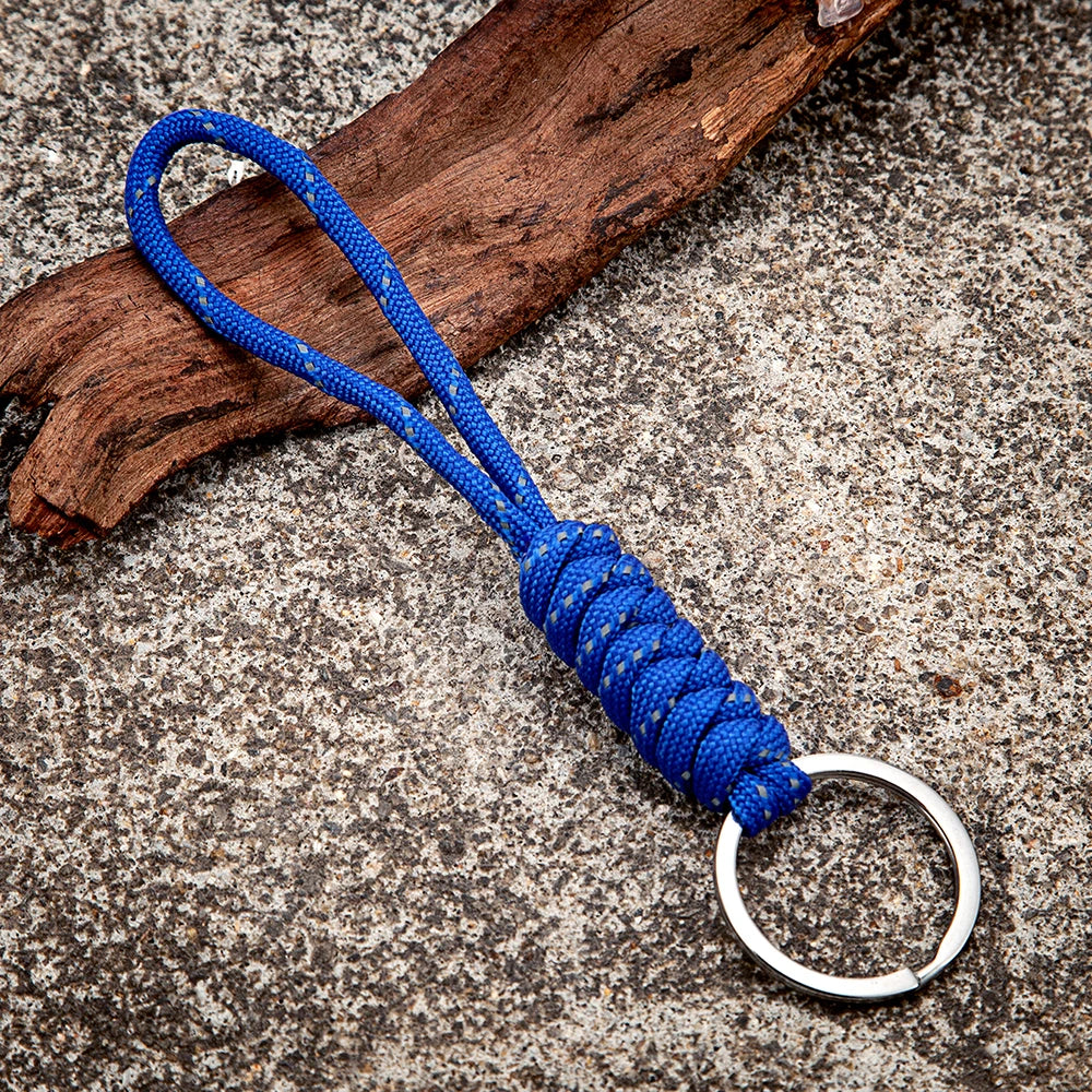 MKENDN High Strength Parachute Cord Keychain Outdoor Rock Climbing Camping Emergency Survival Paracord Lanyard Metal Key Ring