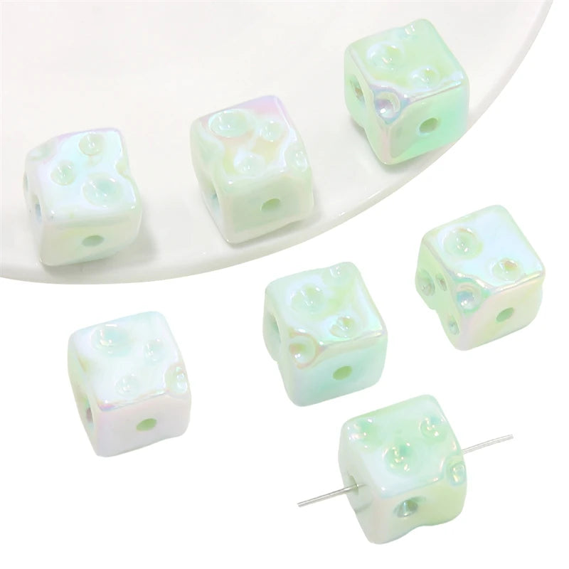 5pcs Cube Cheese Bead Acrylic Spacer Loose Beads For Jewelry Making diy Decorations Bracelet Phone Chain Keychain Accessories