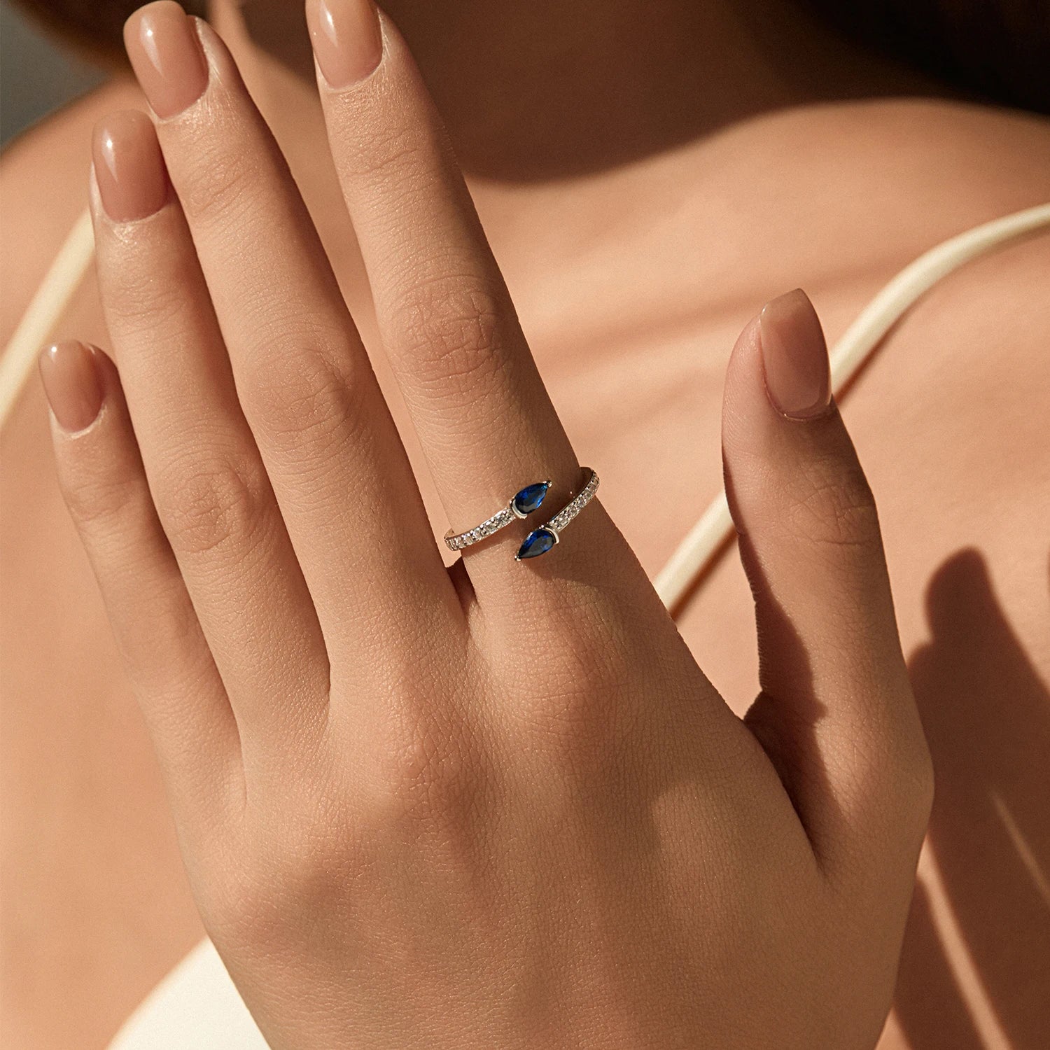 MODIAN 925 Sterling Silver Royal Blue Zirconia Open Size Finger Trendy Snake Shaped Adjustable Rings For Women Fine Jewelry