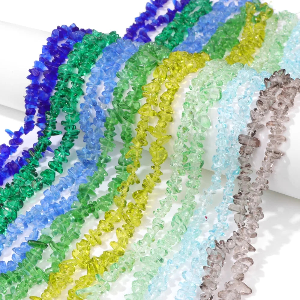 5-8MM Colorful Irregular Glass Beads Dyed Transparent Crystal Chips Beads Fit DIY Women Jewelry Bracelet Necklace Earring
