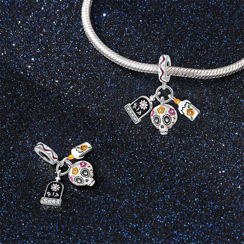 2025 New 925 Silver Rose Romantic Butterfly Skull Charms Beads Fit 3mm Original Bracelet DIY Jewelry Valentine's Day Gift