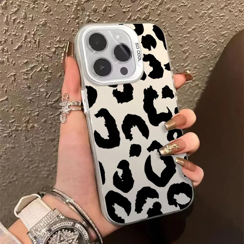 Leopard Print Electroplate Silver Phone Case for Xiaomi 14T Pro Cases Mi 13 12 11 Lite 14 13T 12T Poco M6 X5 X6 F5 F6 Pro Cover - Madeinsea©