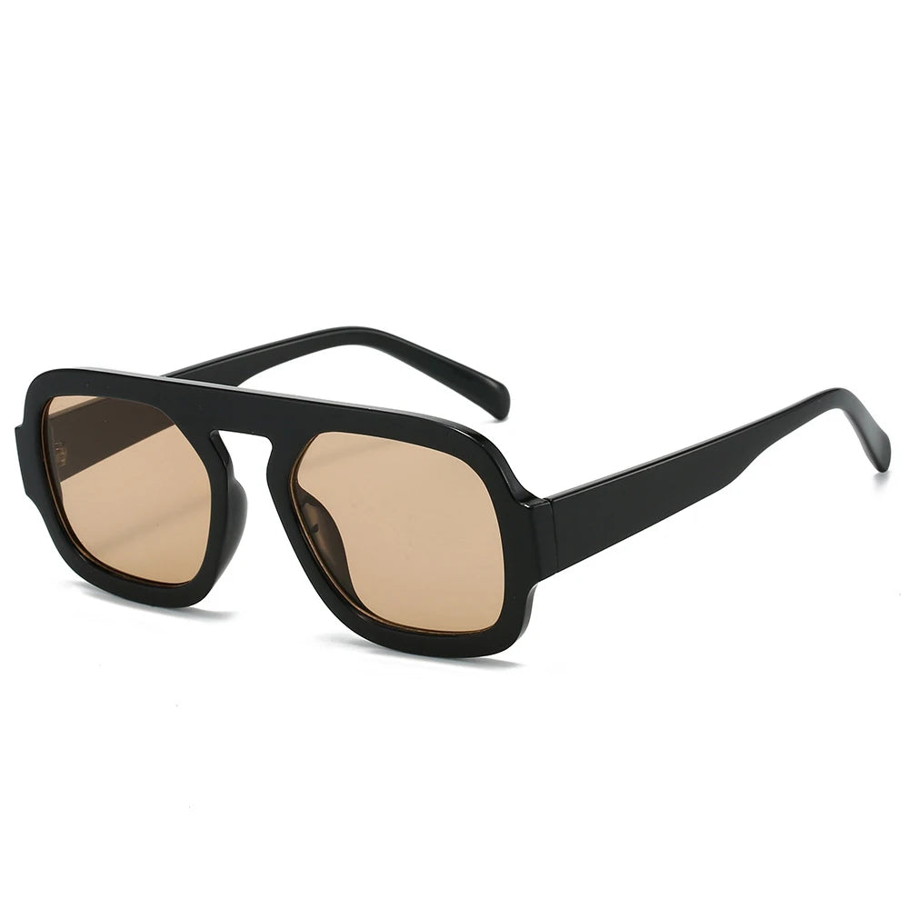 2025 Luxusmarke Design Retro Quadrat Doppelbrücken Sonnenbrille Damenmode Pilot Gradient Shades UV400 Männer Punk Sonnenbrille
