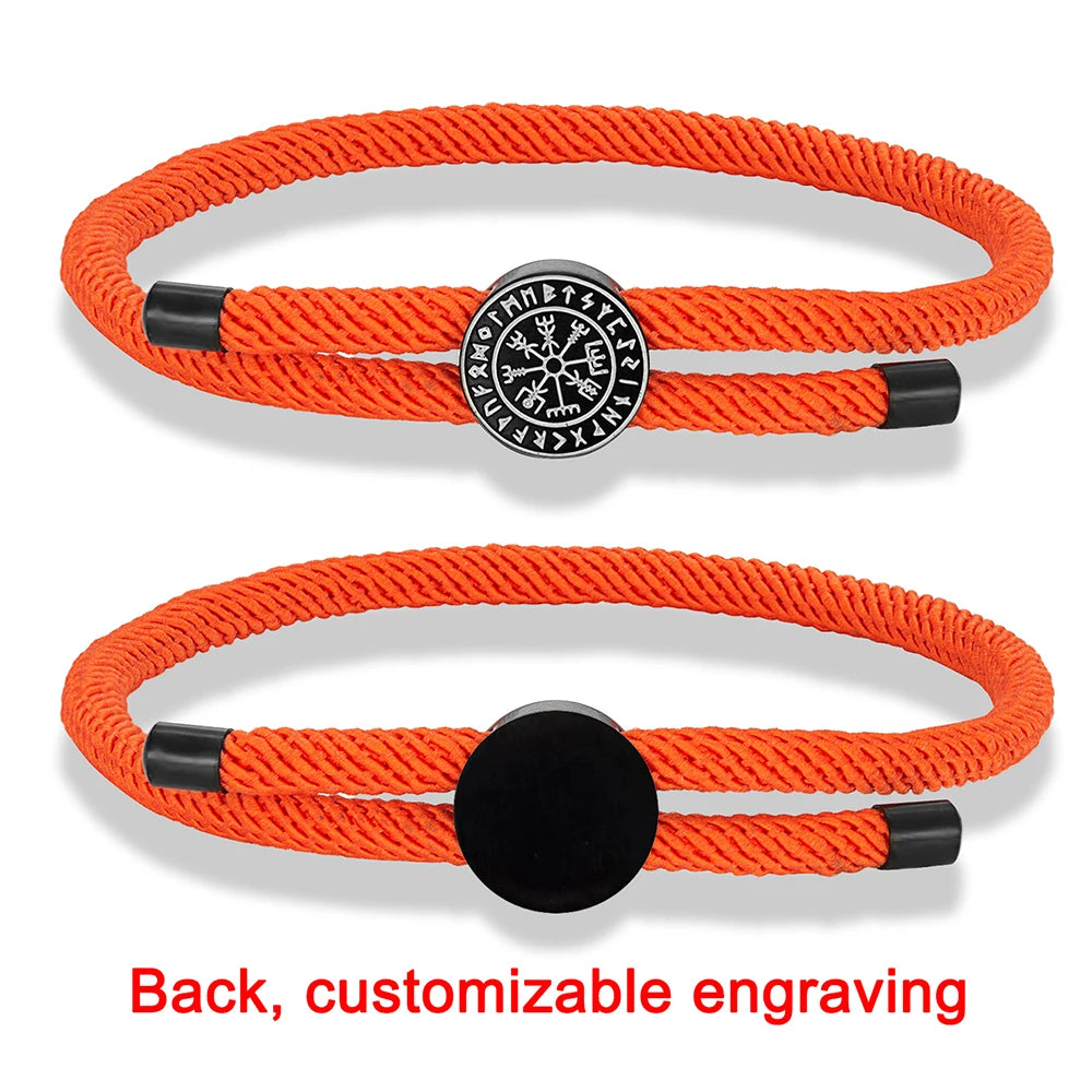 Bracelet amulette runique viking MKENDN pour hommes et femmes, tressé à la main, ajustable, motif personnalisé avec nom, bijoux pour couples