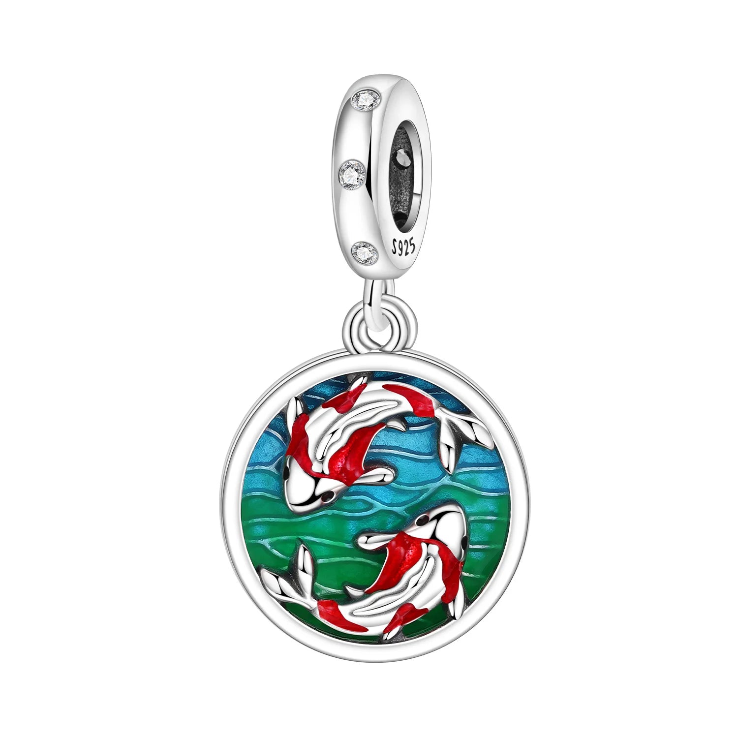 PANPOKI 925 Sterling Silver Blue Fish Lucky Symbol Beads Original Pendants Bracelet Charm Jewelry Party DIY Trendy Gifts