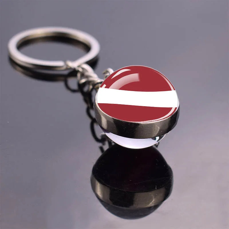 Europe Countries Flag Glass Ball Keychain Russia France Spain UK Italy Poland Ukraine Flag Keyring Travel Gift