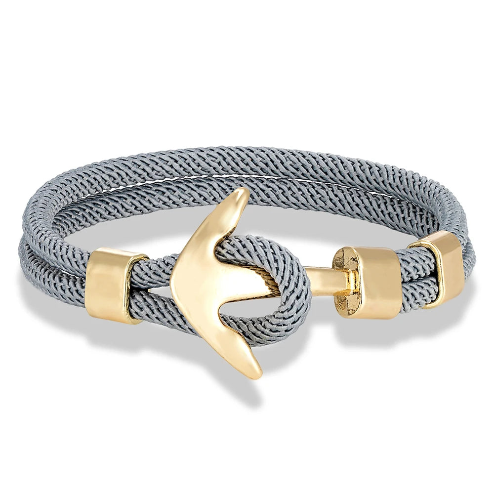 MKENDN Waterproof Anchor Bracelets Men Double Strand Nautical Survival Rope Bracelet For Women Gold Color Navy Sport Buckle