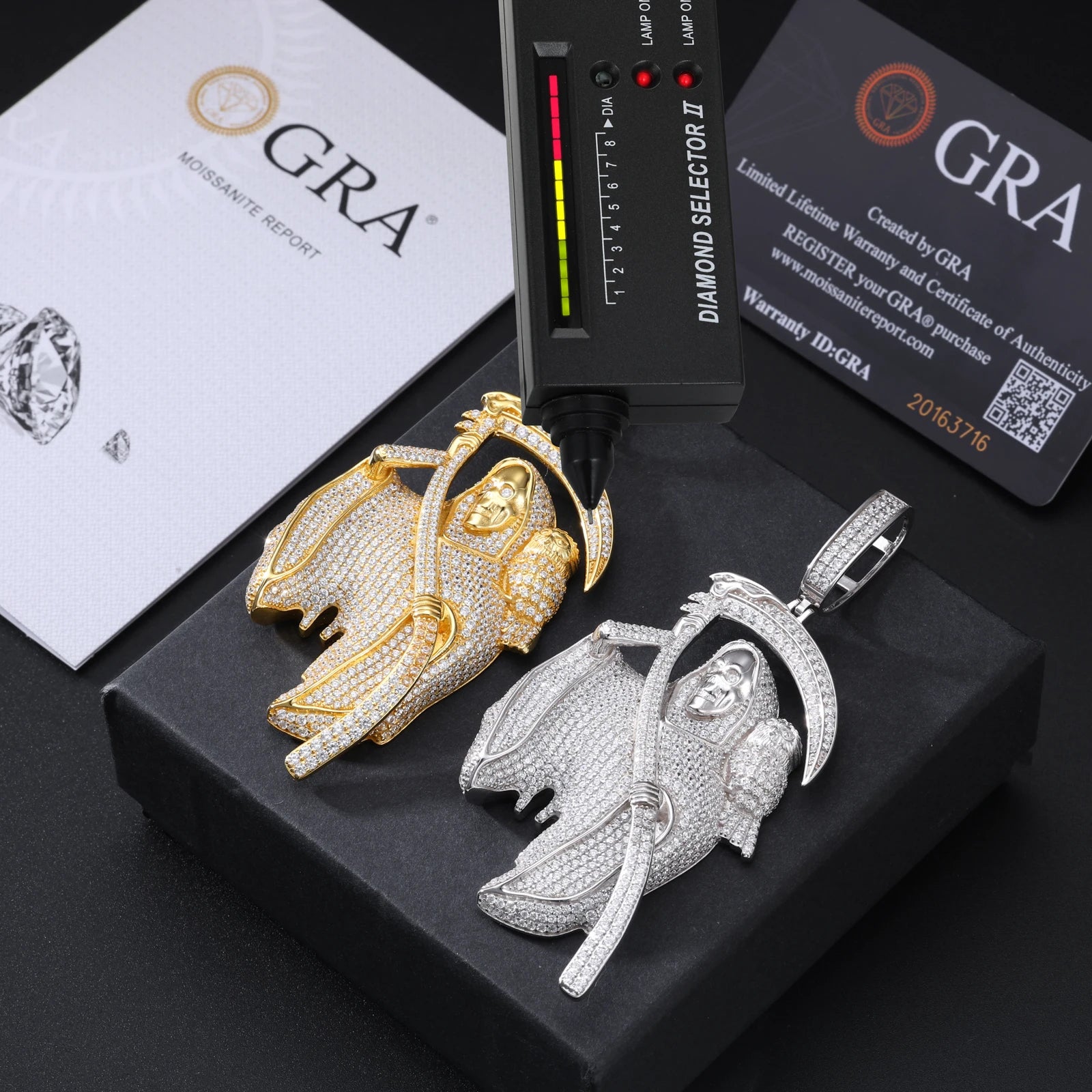 Pendentifs unisexes TUHE de haute qualité en moissanite D VVS sertis de pierres, style fantôme, bijoux hip-hop pour hommes