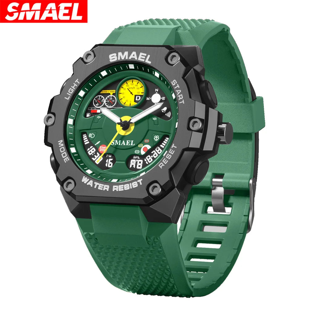 SMAEL 8092 Electronic Quartz Watch Students Multifunction Waterproof Luminous Alarm Clock Calendar Outdoor Sport Watches for Man