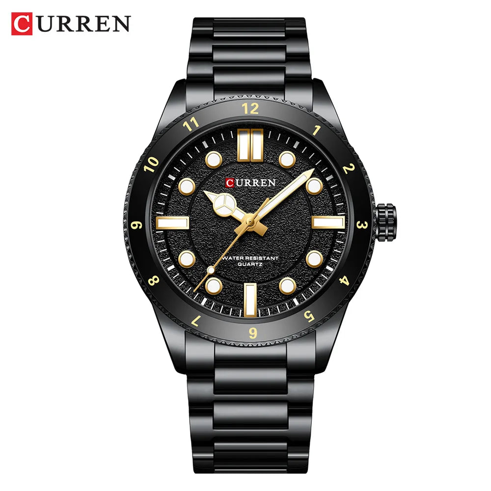 CURREN Casual Simple Quartz Watch with Stainless Steel Band Fashion Men's Clock Waterproof Luminous Wristwatches