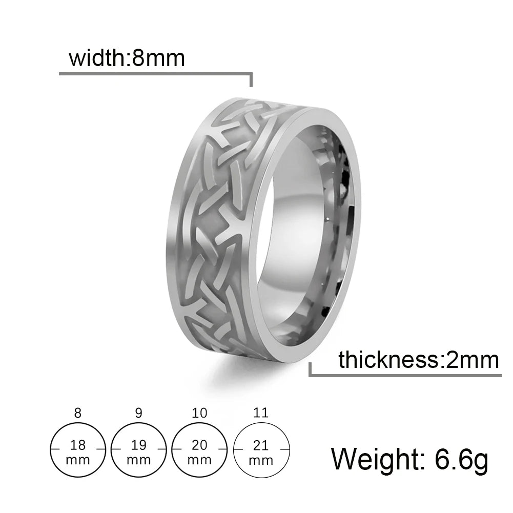 8MM Männer Mode-Ring Edelstahl Ringe Versetzt Arc Muster Viking Schwarz Band Für Jahrestag Geschenk Schmuck Freeshipping