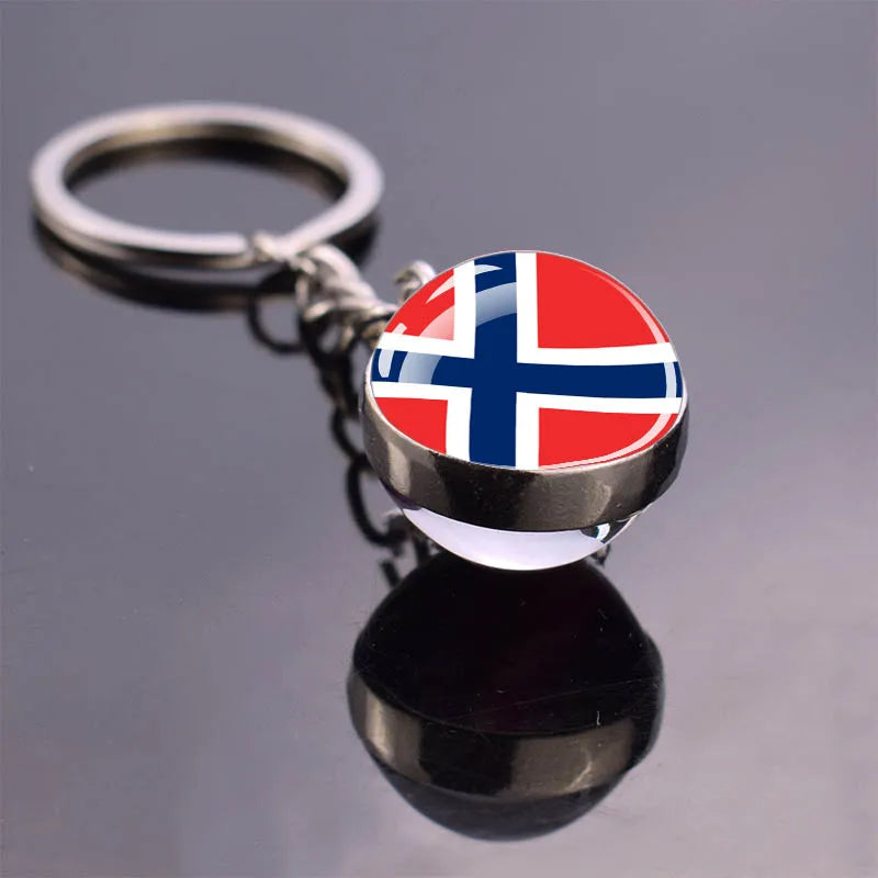 Europe Countries Flag Glass Ball Keychain Russia France Spain UK Italy Poland Ukraine Flag Keyring Travel Gift