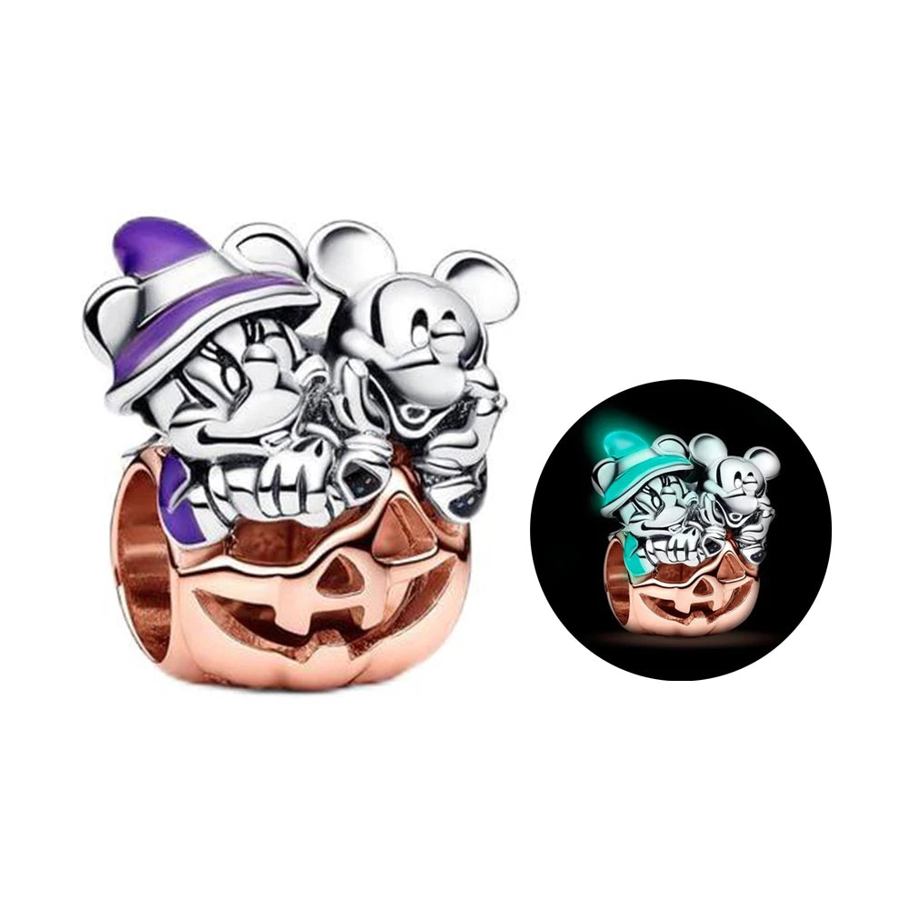 New 925 Sterling Silver Halloween Glow-in-the-dark Coffin Boo Skull Pumpkin Charm Bracelets Pendant Jewelry Halloween gifts