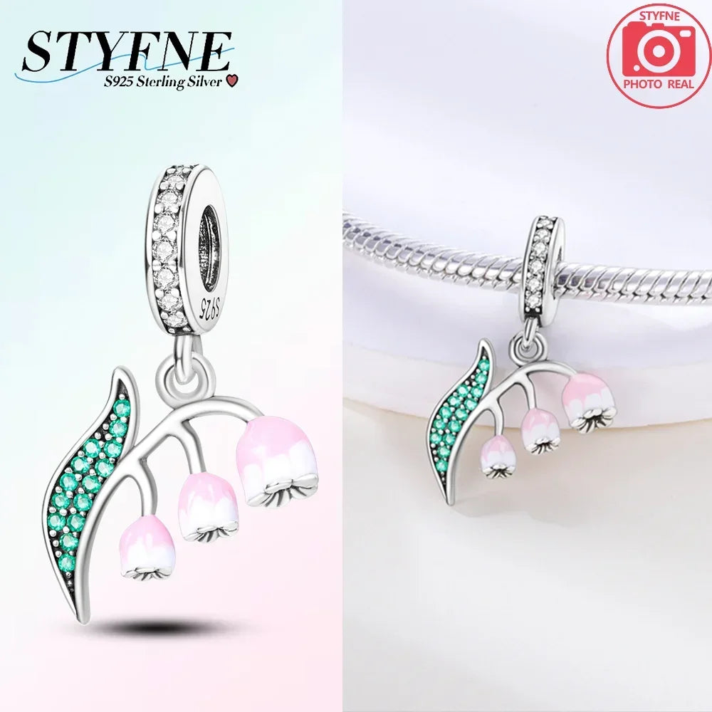 925 Sterling Silver Green Series Tree Cactus Leaves Pendant DIY Charm Beads Fit Original Bangle Charms Bracelet Women Jewelry