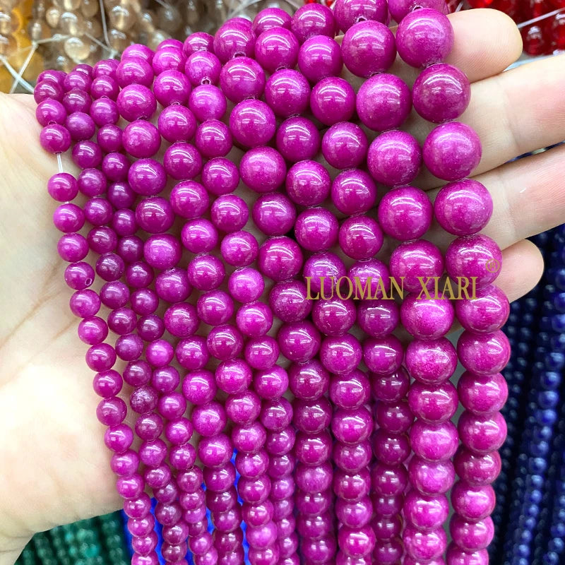 6/8/10/12MM Natural Stone Fossil White Round Loose Spacer Beads for Jewelry Making DIY Earrings Bracelet Charms Accessories 15''