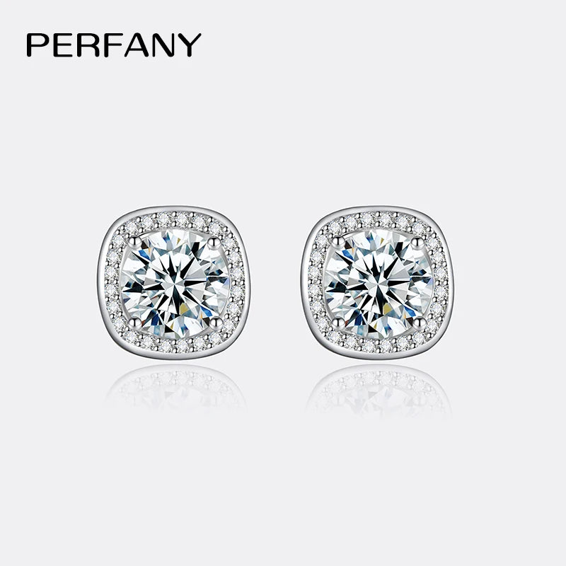 PERFANY 0.5-2CT Moissanite Earrings for Women S925 Pure Silver Square Earrings Laboratory Diamond Wedding Luxury Jewelry - Madeinsea©