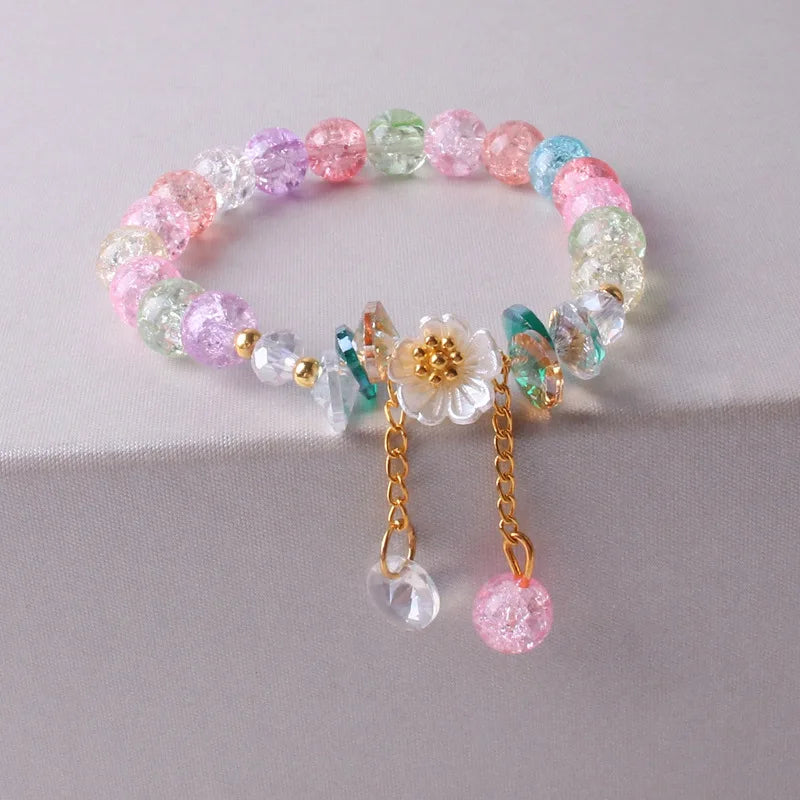 Korean New Luxury Crystal Flower Cubic Zirconia Pendant Bracelet Women Round Butterfly Shiny Rhinestone Bangle Jewelry