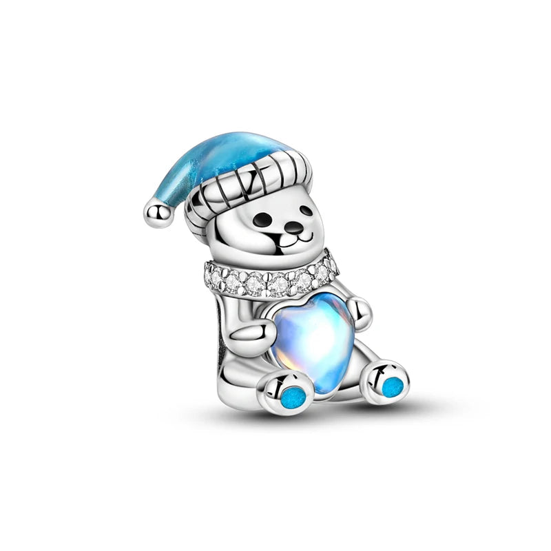 Hot Sale 925 Silver Snowman Penguin Red Wine Winter Series Charms Beads Fit 3mm 925 Original Bracelets Fine DIY Jewelry Gift