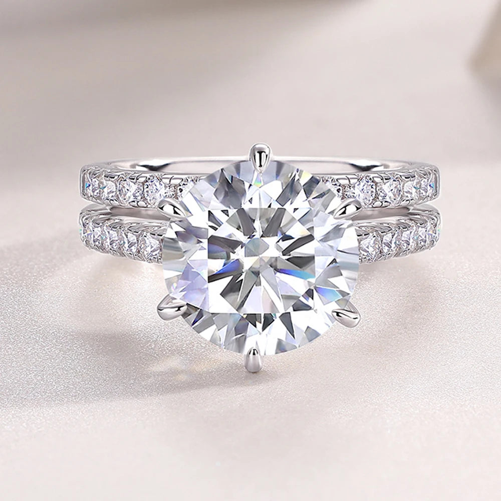 Serenity 5ct D Color Big Moissanite Diamond Rings Set for Women Man Wedding Bridal 925 Sterling Silver Row Ring Anniversary Gift - Madeinsea©