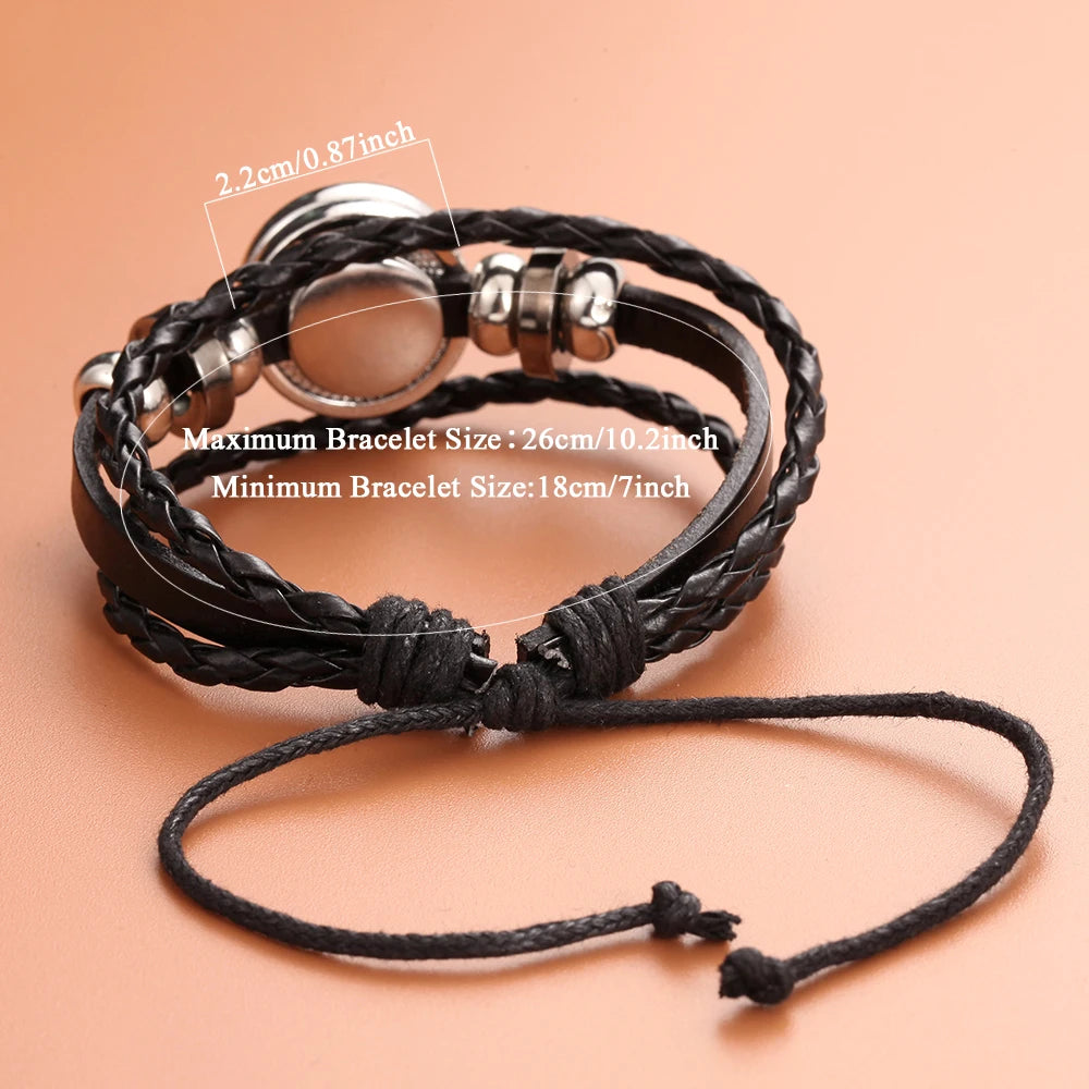 Black Leather Aromatherapy Bracelet Bangle Adjustable Leather Bracelet Perfume Essential Oil Diffuser Bracelet Locket Jewelry