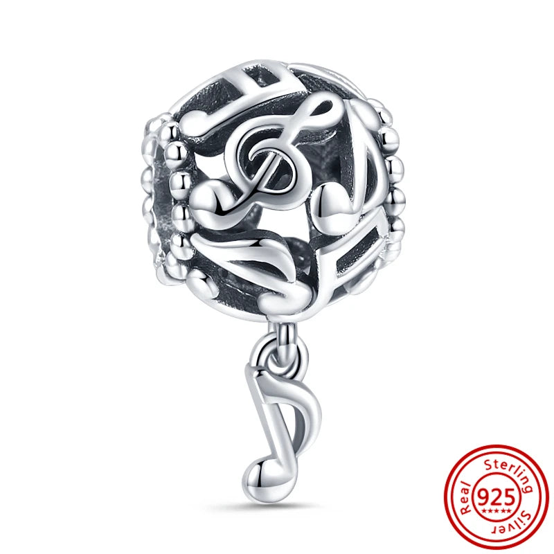 Authentic 100% 925 Sterling Silver Fit Original Pantaro Charms Bracelet Heart Round Style Simple Beads Women DIY Jewelry Making