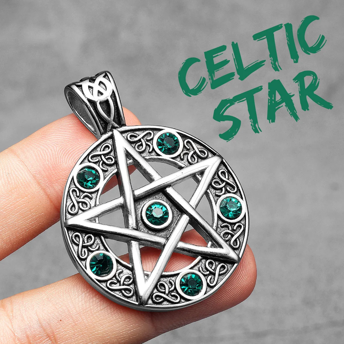 Keltische Stern-Halskette, Retro-Anhänger mit fünfzackigem Stern, 316L Edelstahl, Edelsteinkette für Männer, Rock-Punk-Hip-Hop, Männerschmuck, Weihnachtsgeschenk