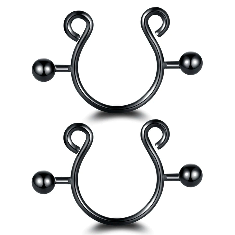 2pcs/lot Surgical Steel Fake Sexy Nipple Clip Rings Charm Faux Nipple Shield Non Piercing Rings Body Jewelry for Women Gift