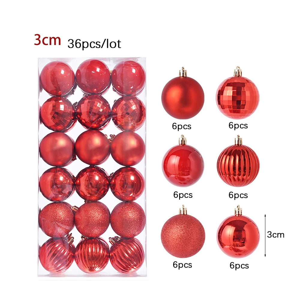 3/4Cm Christmas Ball Decoration Christmas Tree Ball Ornament Pendant Hanging Decor Merry Christmas Decoration Home New Year 2024