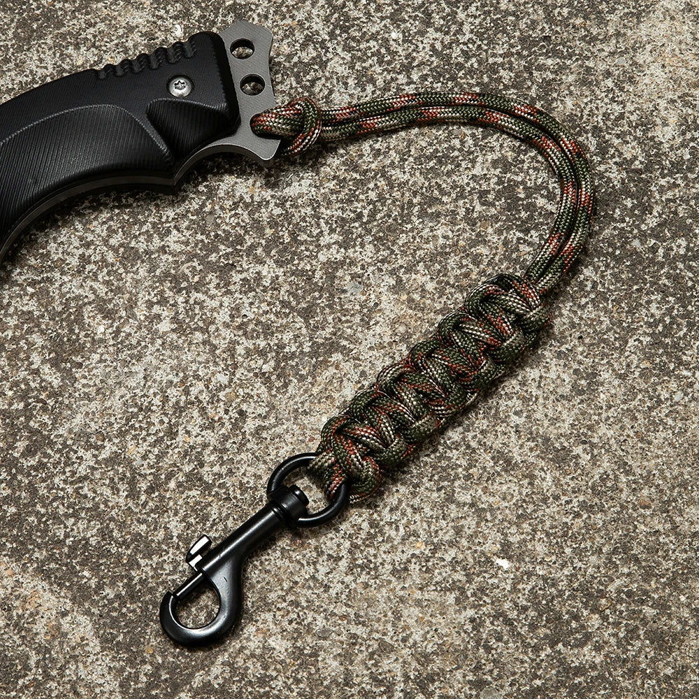 MKENDN Porte-clés en paracorde avec crochet métallique pour homme et femme, dragonne d'urgence pour l'escalade en extérieur, porte-cartes d'identité et d'identification.