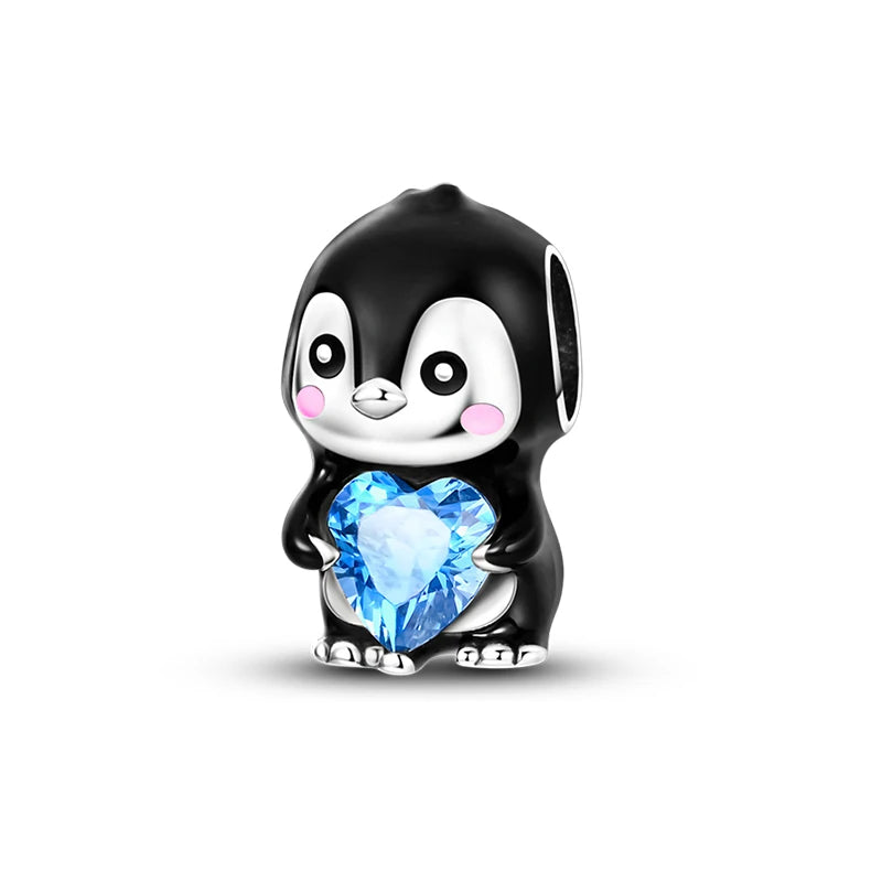 Hot Sale 925 Silver Snowman Penguin Red Wine Winter Series Charms Beads Fit 3mm 925 Original Bracelets Fine DIY Jewelry Gift