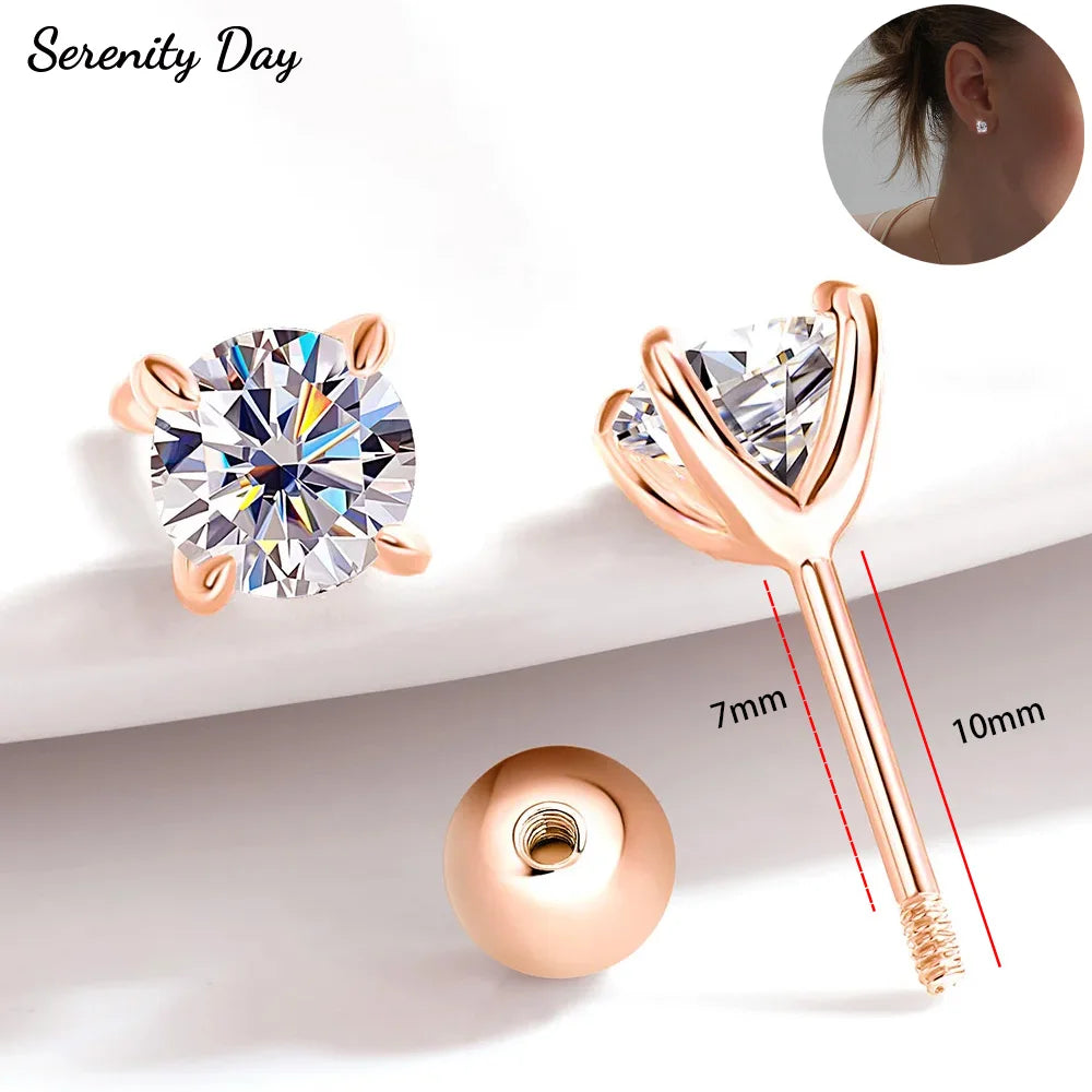 Serenity 0.3ct-2ct D VVS1 Moissanite Screw Earrings Women Man S925 Sterling Silver Earrings Plated 18K Couples Anniversary Gift - Madeinsea©