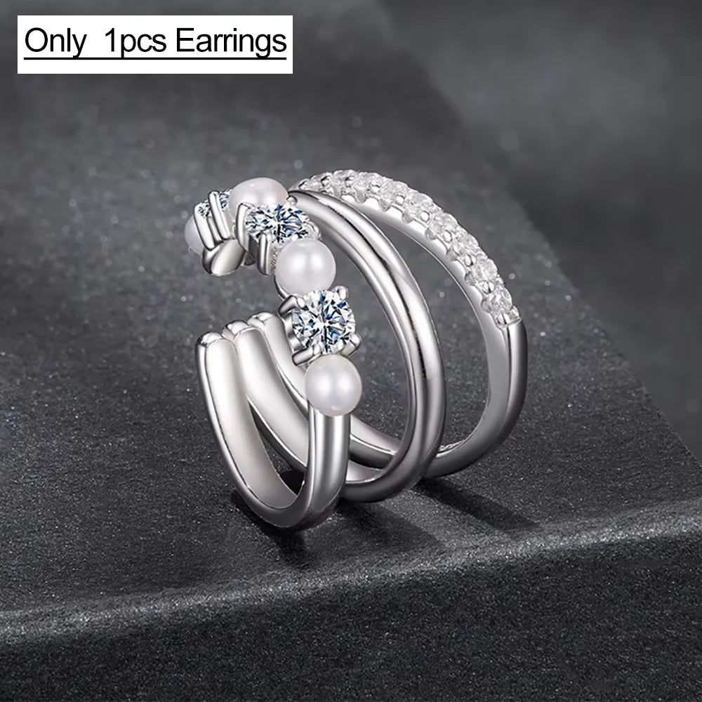 Serenity D Color Moissanite Earrings for Women Gift S925 Sterling Silver Freshwater Pearls Clip Earrings No hole to wear Jewelry - Madeinsea©