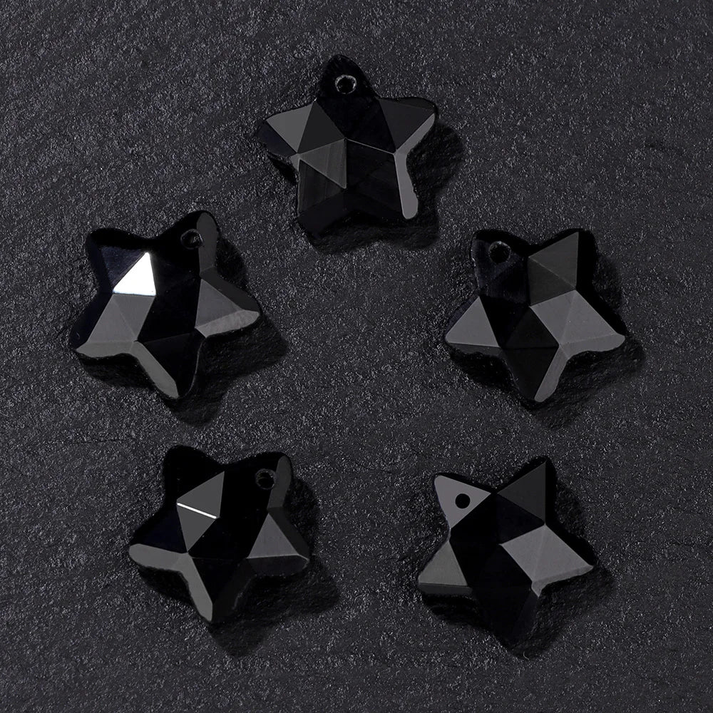 14MM Natural Faceted Stone Pendant Five Star Shape Amethysts Amazonite Quartz Charm Bead For Earrings Bracelets Necklace DIY