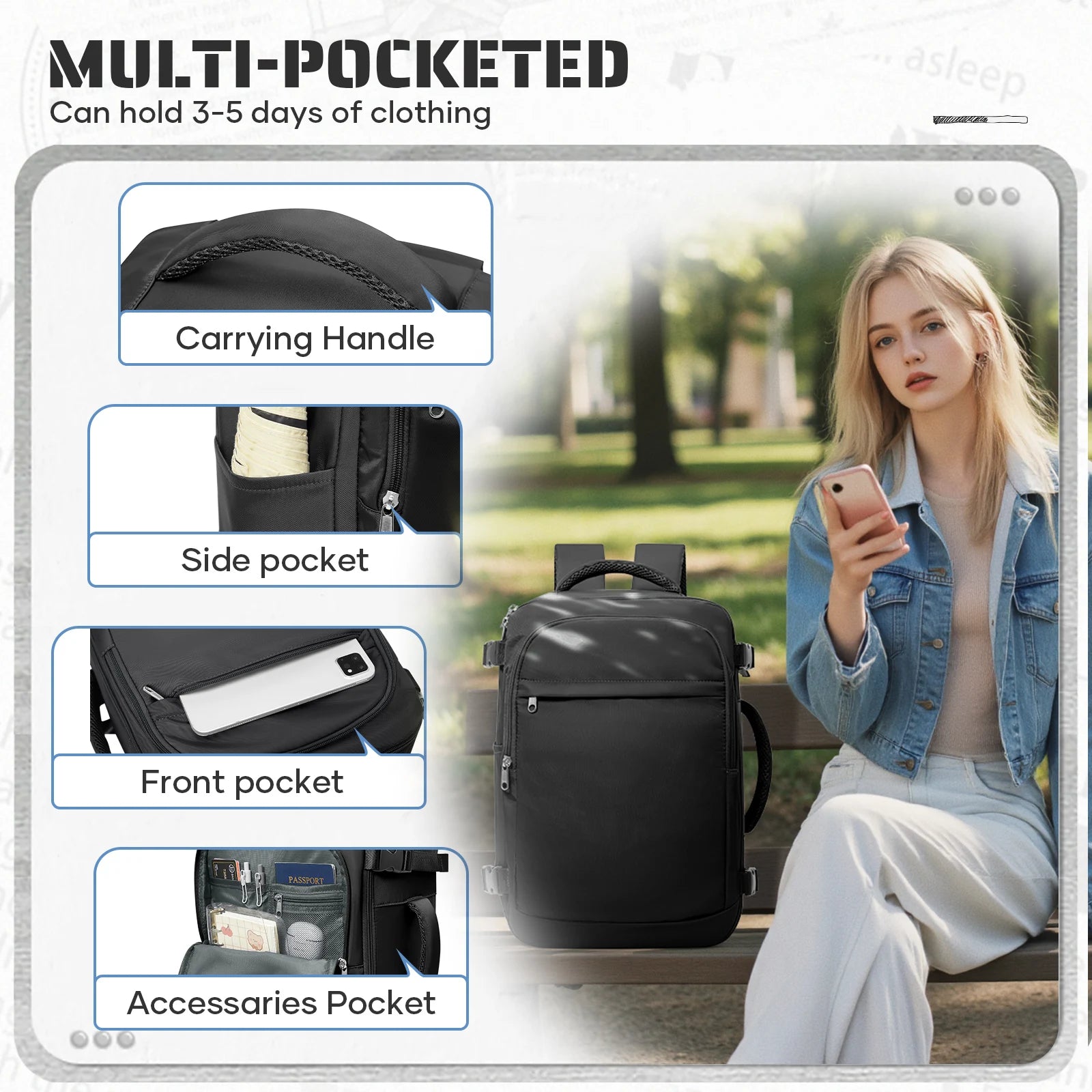 Ryanair Carry on Bag 40x30x20 cm Travel Bag Business Laptop Backpack，Travel Backpack For Women Men, Waterproof Backpack Bookbag