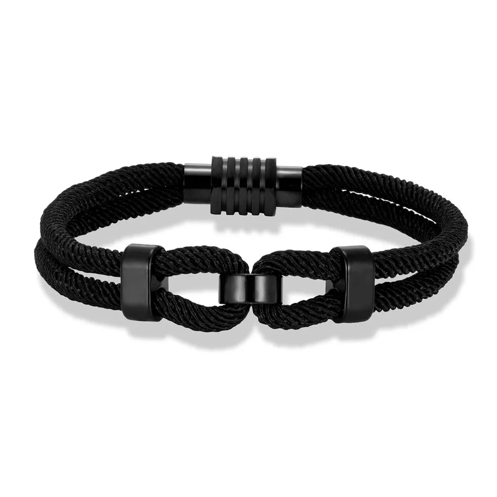 MKENDN 4mm Braided Rope Bracelet for Men Nautical Wrap Magnetic Button Bangle Bicycle Accessories Fashion Pulseria Homme