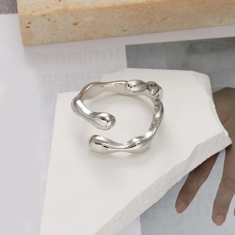 Retro Minimalist Opening Rings For Women Double Layer Moon Stars Cross Zircon Adjustable Finger Ring Girl Personality Jewelry