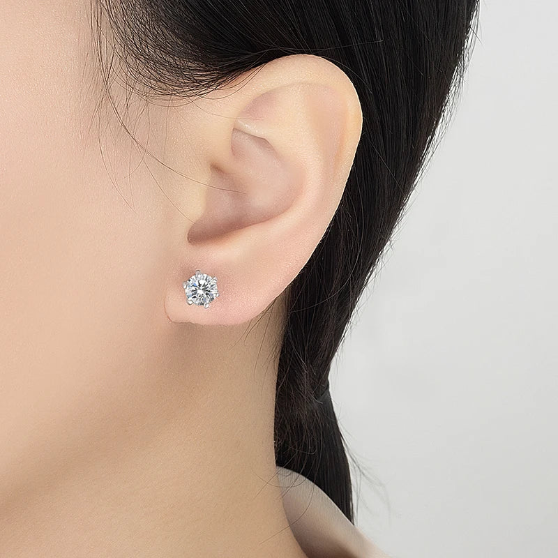 PERFANY 0.3-2CT Moissanite Stud Earrings for Women S925 Pure Silver Screw Six Claw Laboratory Diamond Wedding Fashion Jewelry - Madeinsea©