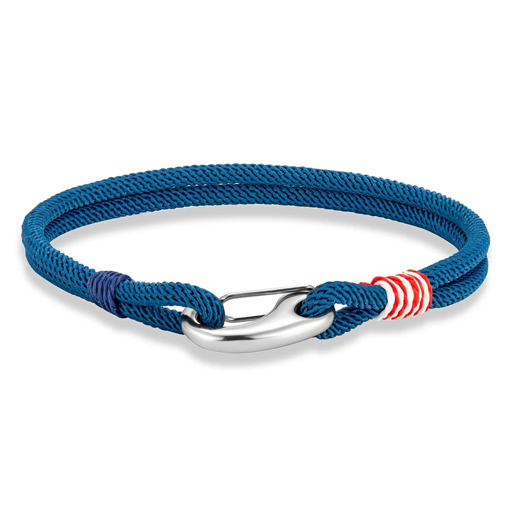 MKENDN Fashion Stainless Steel Lobster Spring Clasp Double Strand Braided Rope Bracelet for Men Women Couple Jewelry Gifts