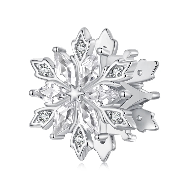 WOSTU 925 Silver Winter Snowflake Charm Penguin Pendant Blue Murano Glass Bead Fit DIY Bracelet Necklace Jewelry Making DIY Gift