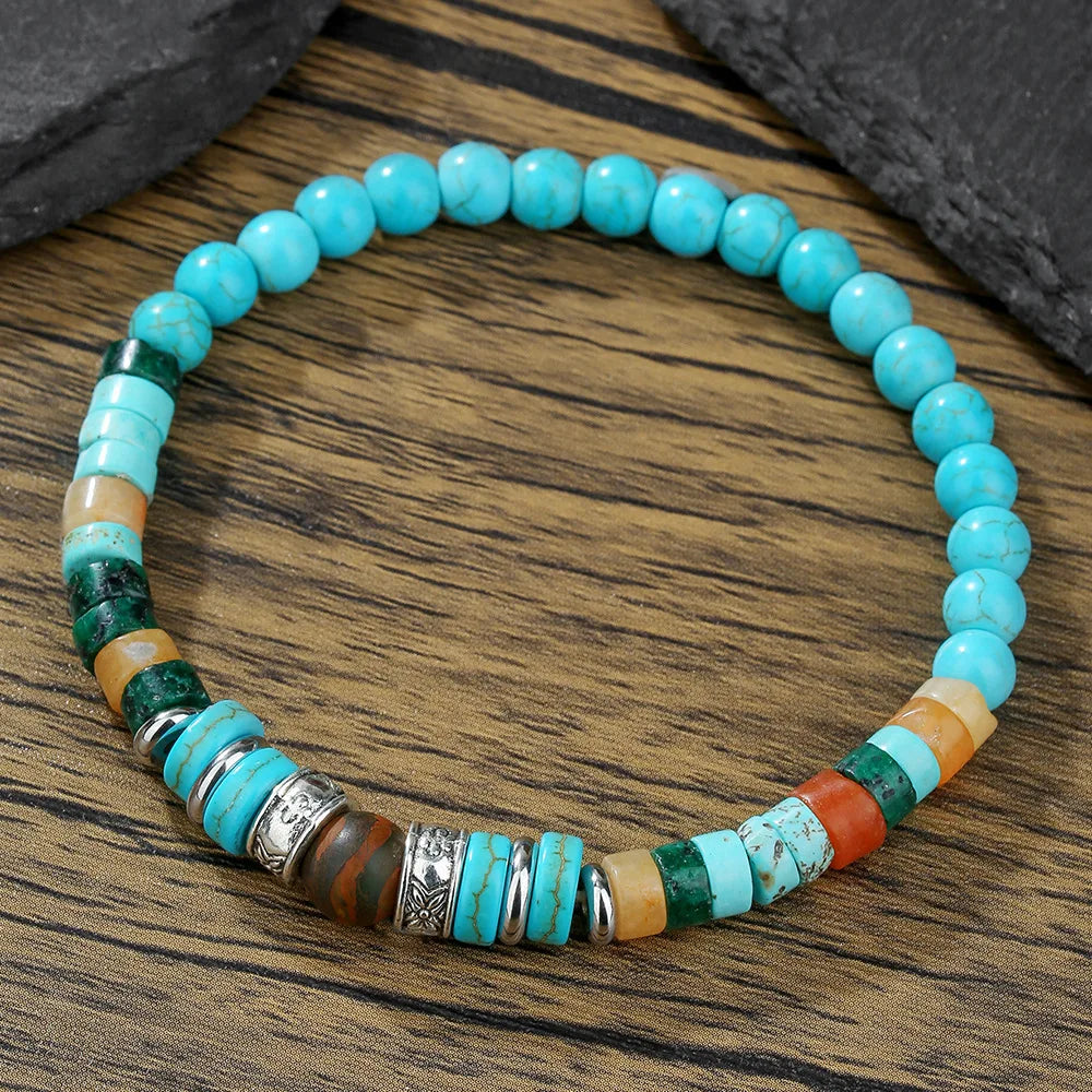 1PC Vintage Male Tribal Coconut Shell Wooden Beaded Bracelet for Men Lava Stone Bracelet Man Jewelry Gift for Him