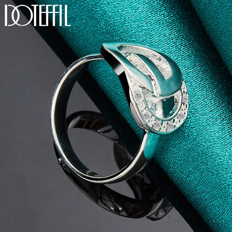 DOTEFFIL 925 Sterling Silver O Round AAA Zircon Ring For Woman Wedding Engagement Charm Party Jewelry